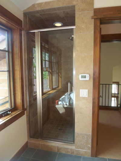 Door & small panel w/ brushed nickel metal - through the glass D-handle