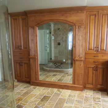 Custom Mirror Inserted into Bathroom Furniture